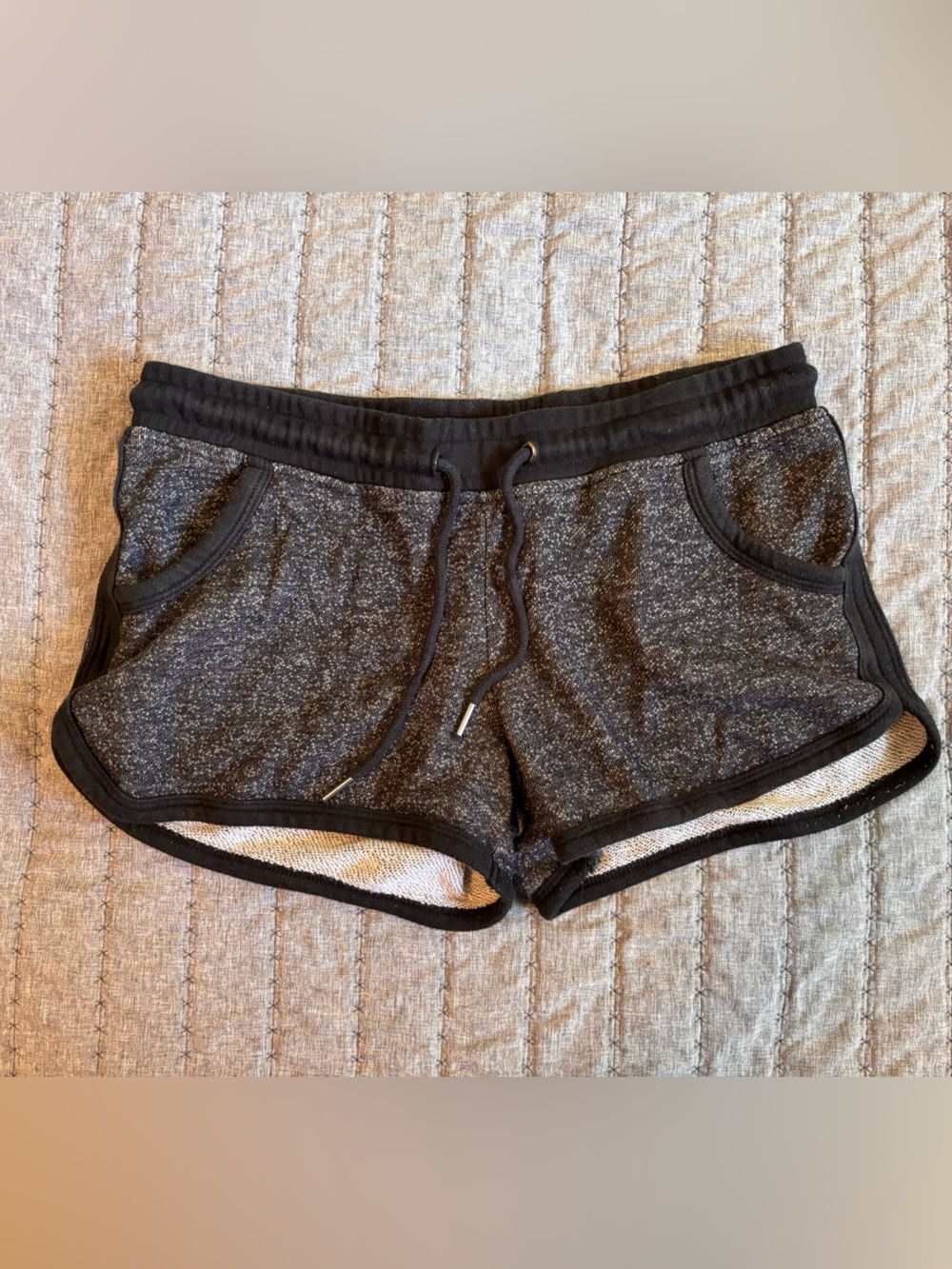 Women's Dark Gray Marled Athletic Lounge Shorts with Drawstring
